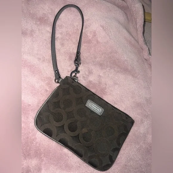 Coach brown wristlet wallet small wristlet coach brand wallet pouch wristlet - Picture 3 of 8